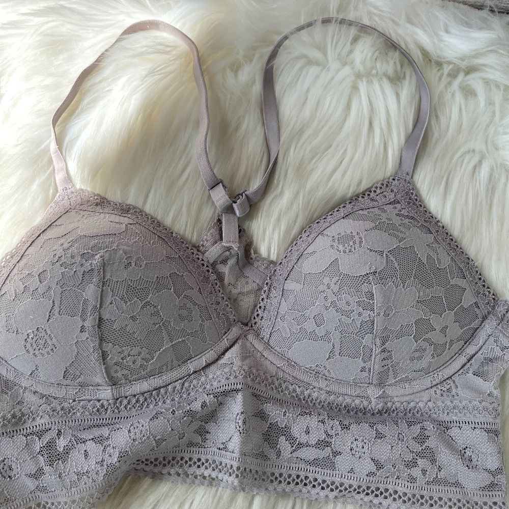Victoria's Secret Taupe Lace Lightly‎ Padded Bralette Sz S